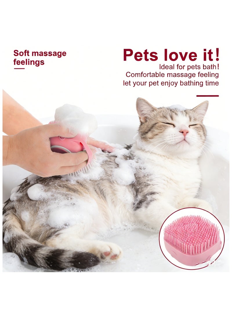 طقم فرش عناية للقطط والكلاب ٧ قطع، فرشاة تنظيف ذاتي، قلامة أظافر حيوانات ومبرد، مشط براغيث، فرشاة استحمام بالشامبو، فرشاة أسنان للأصابع (وردي) - Image 4